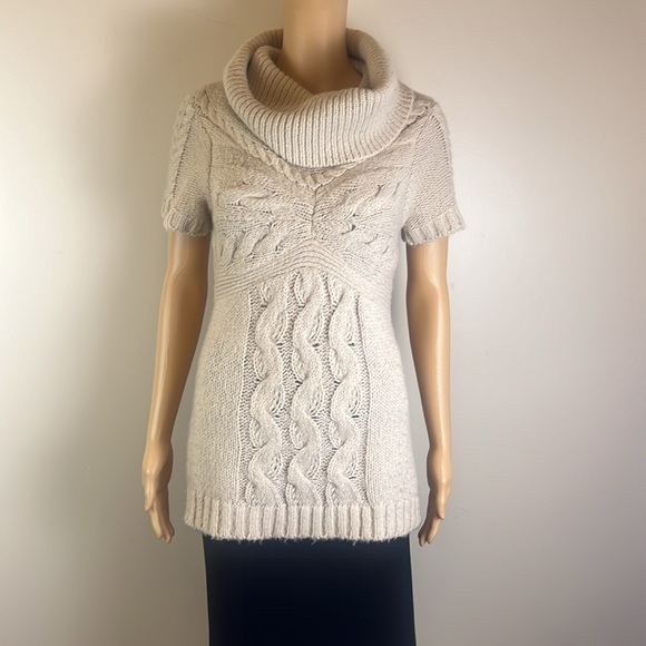 BCBG Beige Cowl Neck Cable Knit Sweater - Picture 2 of 6
